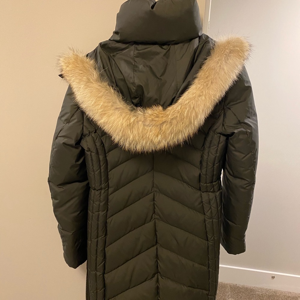 Andrew Marc New York Green Fur Trim coat Med